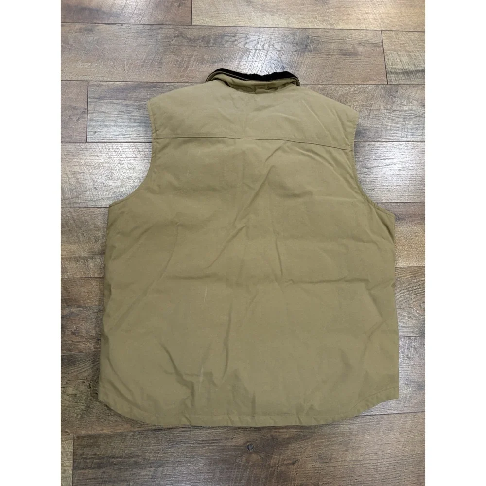 Carhartt V27 DKH Quilted Vest XL Khaki Ribbed Collar Full Zip Canvas Workwear